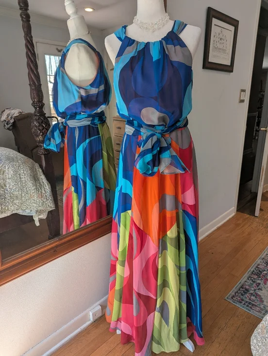 Soft Surroundings Blue Multicolor Halter Maxi Dress - Picture 1 of 10